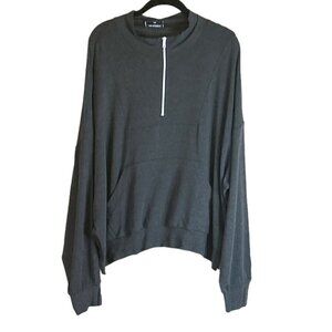 LNA Clothing Women's Blake Half Zip Sweatshirt Antracita Size L NWT